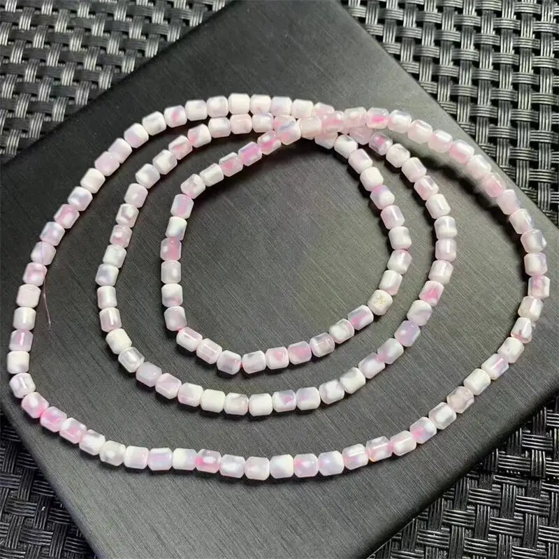 

3.5MM Natural Pink Milky Yanyuan Agate Triple Circle Cube Bracelet Chakra Relief Reiki Yoga Energy Gift 1PCS