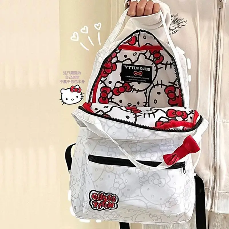 Sanrio Hello Kitty Y2k Backpack Anime Men Women Kawaii Cartoon Cute Light High Capacity High Quality Nylon Travel Student Bag