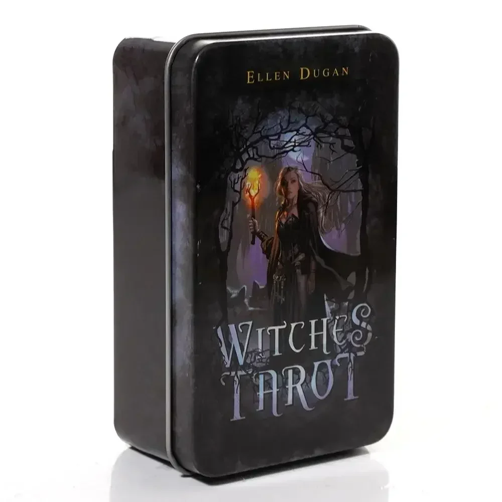 10.3*6cm Witches Tarot In A Tin Metal Box Tarot Deck with PDF Guide Book Divination Fate Cards 78pcs