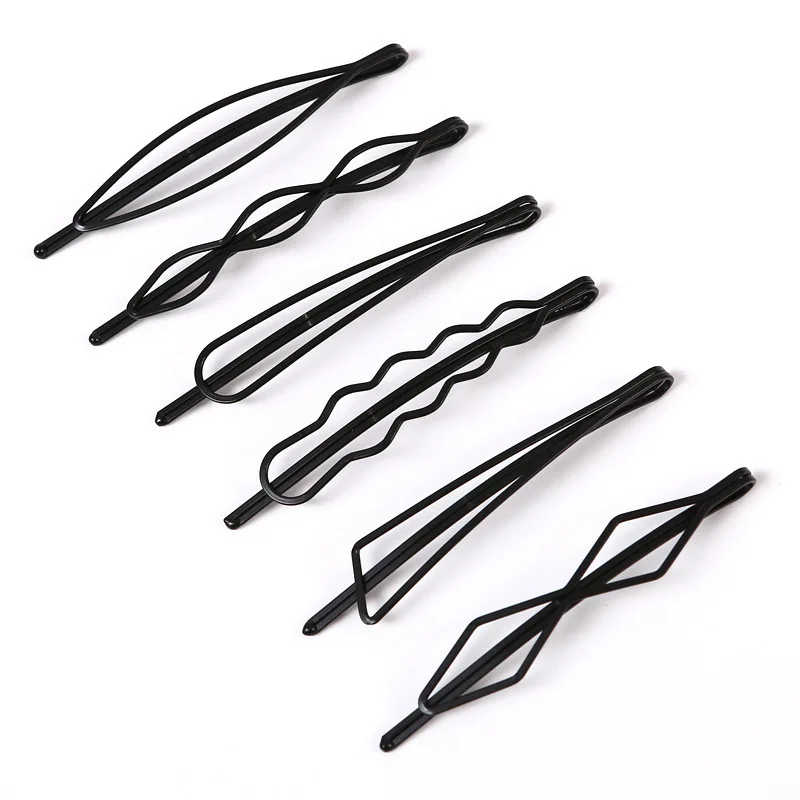 2Pcs/Lot Basic Black Geometric BB hairpins Oval Waterdrop Barrettes 7cm Alloy Hair Clips Fashion Hair Styling Braids Accessories
