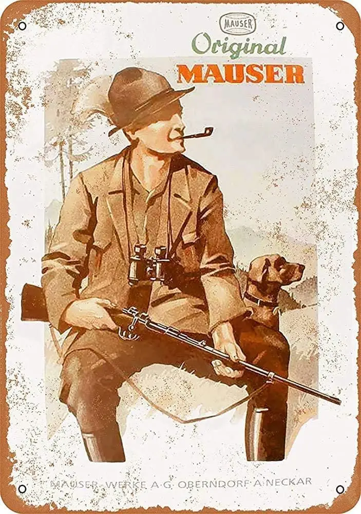 1934 Mauser Hunting Rifles Vintage Metal Sign 8x12 inches, TinSignEUa29967