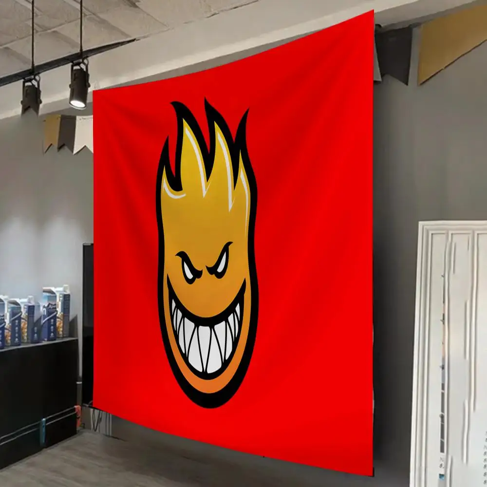 Spit Fires SkateBoards Tapestry Custom Living Bedroom Party Dormitory Interior Wall Bohemian Decoration Attached Clip