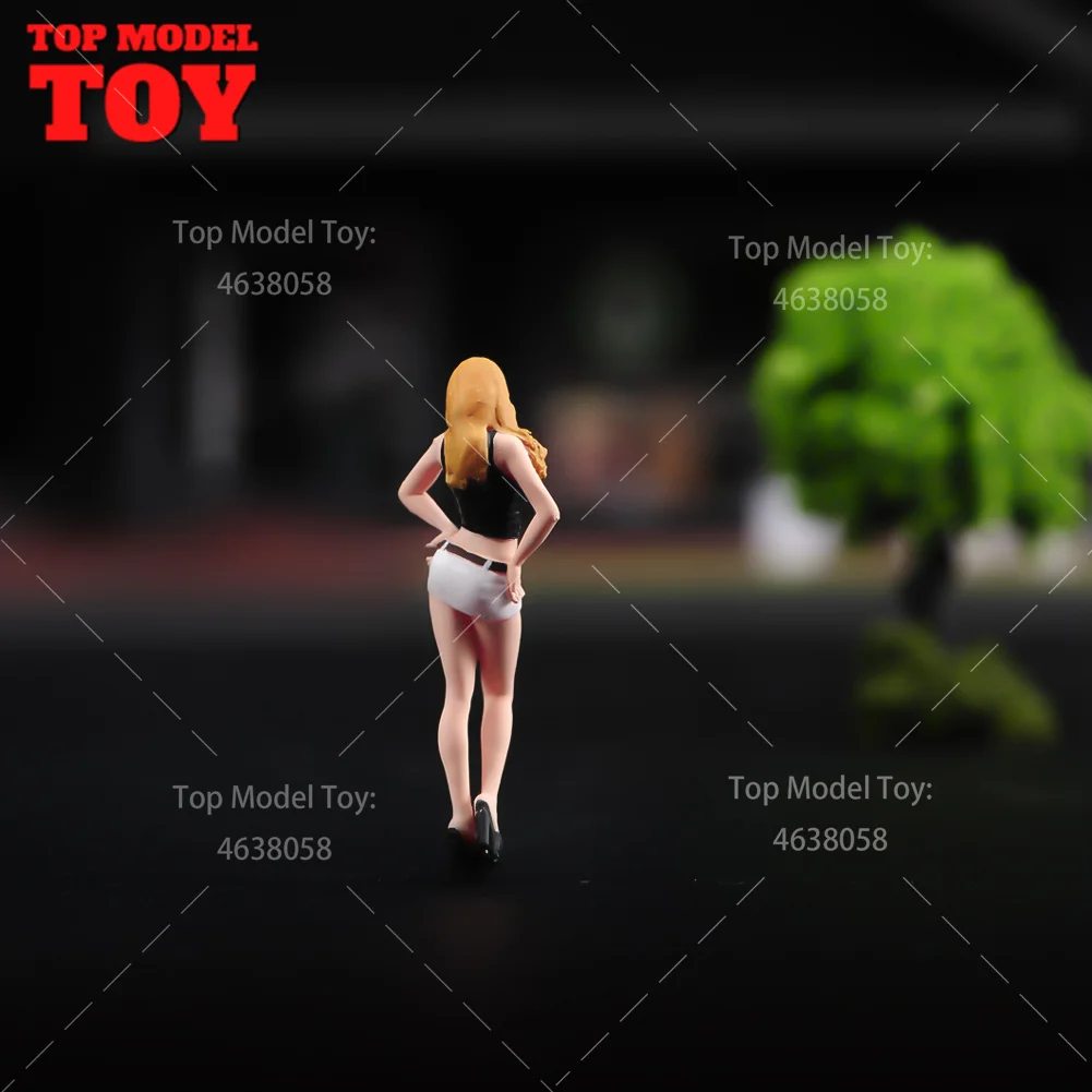 Painted Miniatures 1/64 1/43 1/87 Long Hair Beauty Fashion Girl Female Scene Props Figures Model Unpainted For Cars Vehicle Toy
