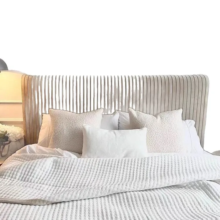 

Ancient and modern cream double bed Internet celebrity bed small apartment 1.