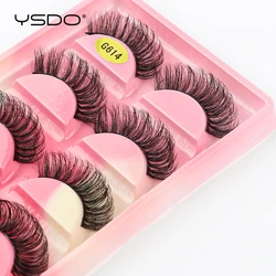 YSDO-Cílios Postiços de Vison Natural, Cílios de Volume 3D, Sem Crueldade, Maquiagem Wispy, Longo, Fofo, 5 Pares