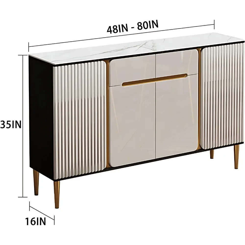 

Sideboard Buffet Cabinet|Modern Buffet Cabinet with 4 Doors|2 Drawers| Solid Wood Storage Cabinet (76'')