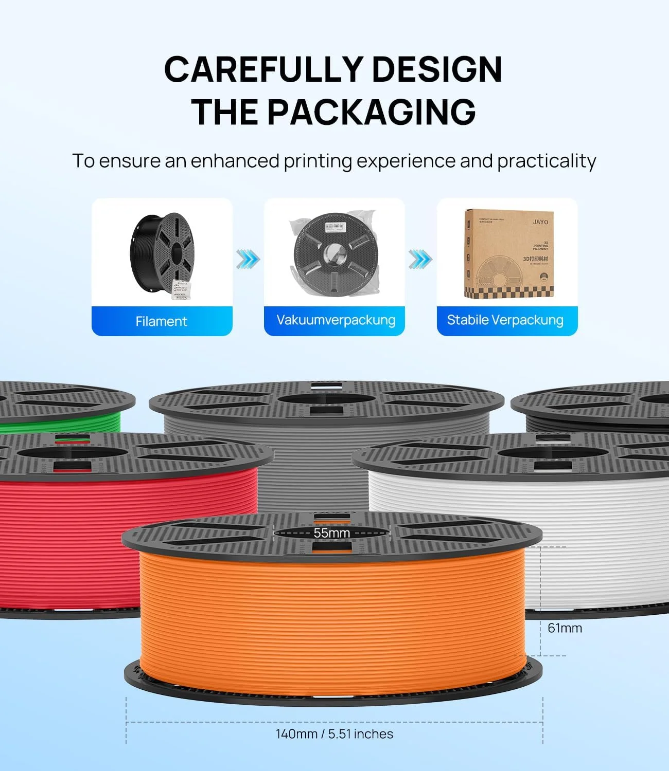 JAYO 3.3KG High Speed Matte  PLA=PLA Classic Filament 1.75mm 30mm/s - 600mm/s Print Range High Flow Speedy PLA Printer Filament