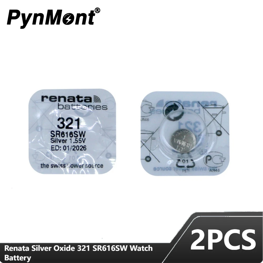 2pcs Renata Silver Oxide Watch 321 SR616SW 616 1.55V 100% 321 Renata 616 Battery