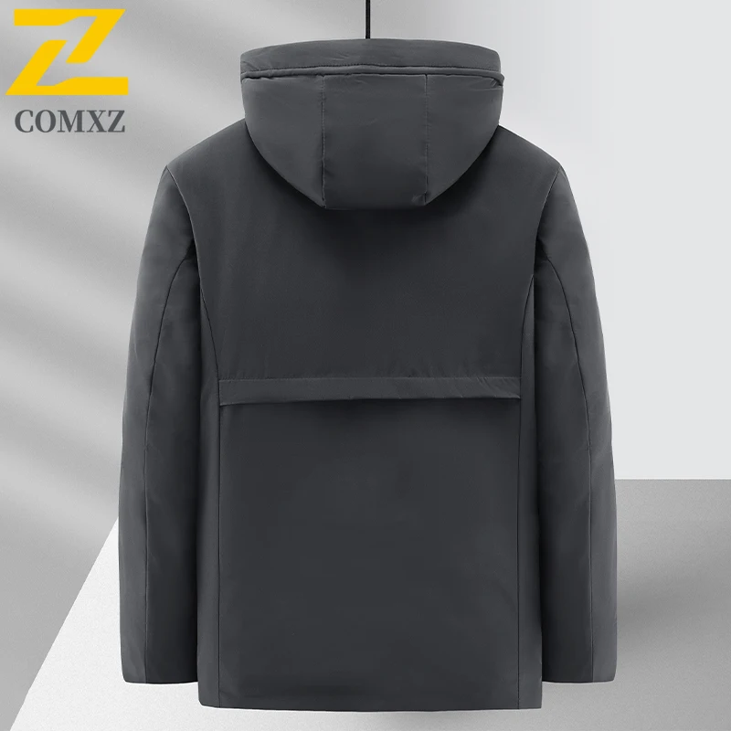 New Winter Jacket 2025 Men Fashion Warm Business Casual Detachable Hood Cotton Coat Thickened Cold Weather Snow Padding Coat