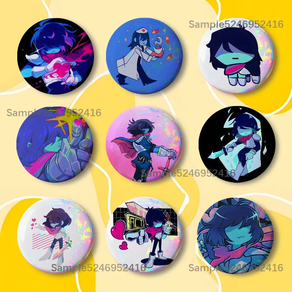 

Kris D-Deltarune Game Laser Badge Round Creative Pins Brooch Niche Design Brooch for Backpack Lapel Pins Accessories