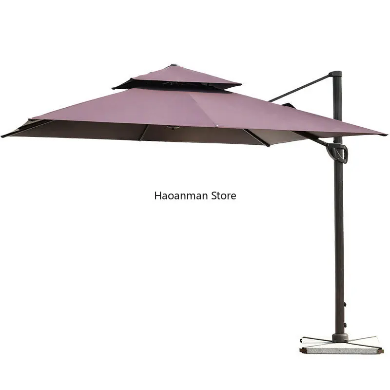 Sunshade Outdoor Four Corners Umbrella Outdoor Awning Windproof Solar LED Round Roman Umbrella