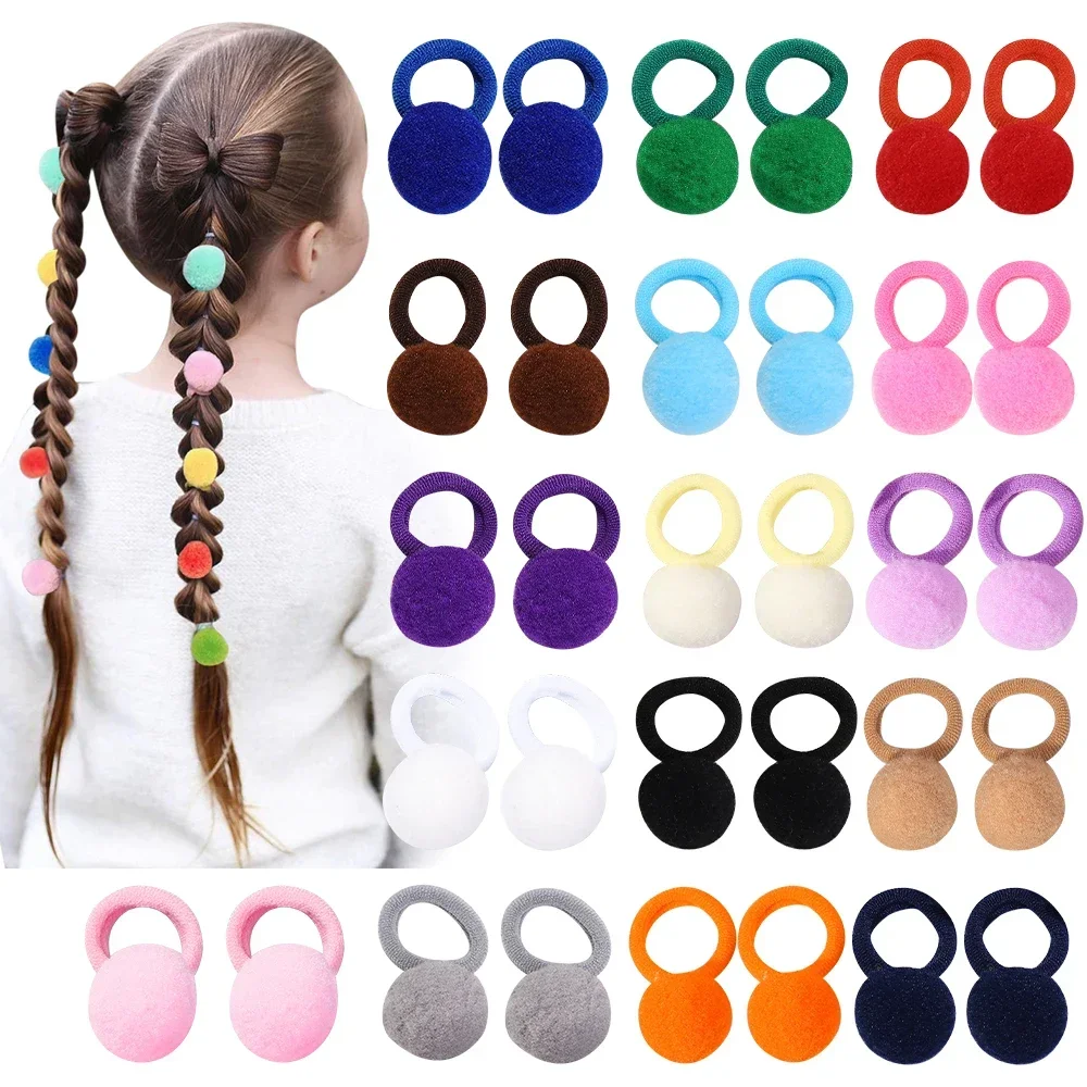 

10pcs/set Sweet Colorful Elastic Hair Bands Plush Ball Rubber Band for Baby Girls Scrunchie Hair Ties Clip Kids Hair Accessories