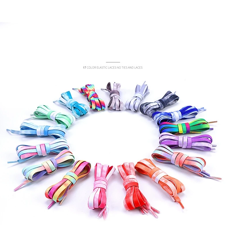 Press Lock Shoelaces Without Ties New Gradient Flat Elastic Laces Sneakers Kids Adult No Tie Shoe Laces for Shoes Accessories