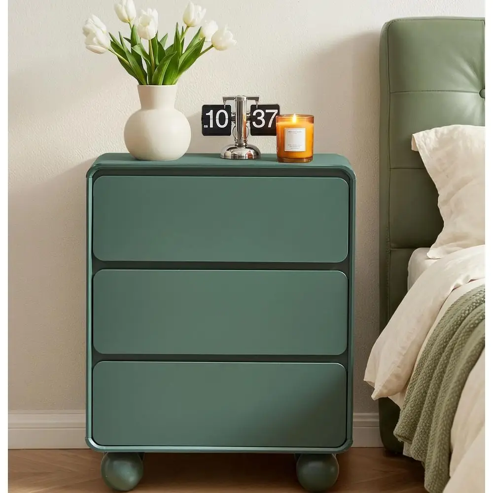 

Изогнутый деревянный комод с ящиками - Органайзер для хранения вещей в спальне, гостиной, детской комнате - Зеленый