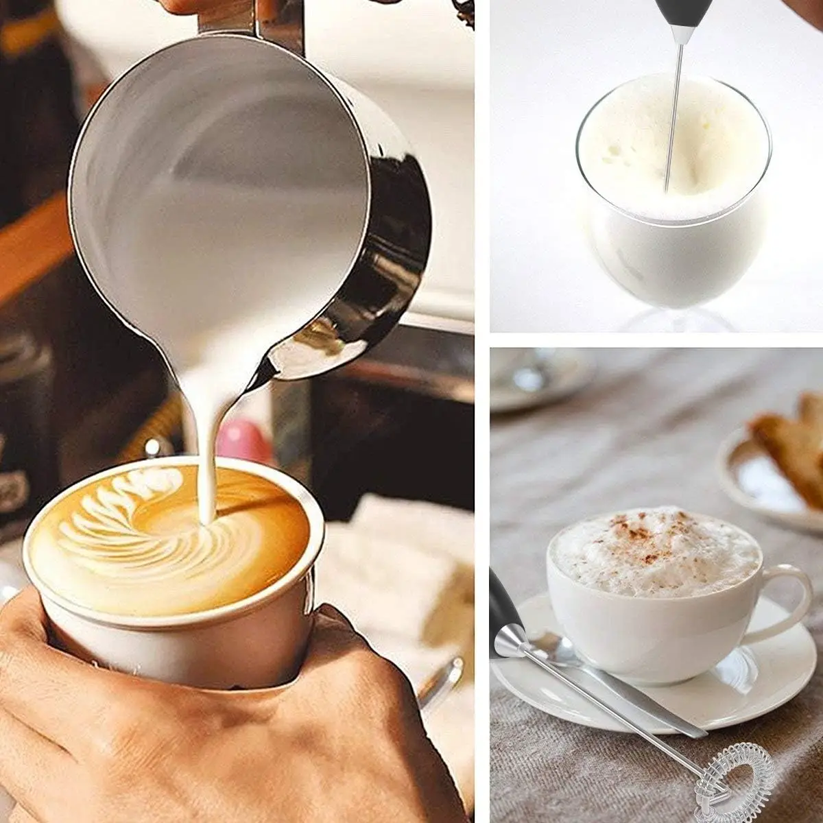 Milk Frother  Foam Maker, Battery Operated Mixer Whisk Milk Frother for Coffee, Latte, Cappuccino, Hot Chocolate and Milk