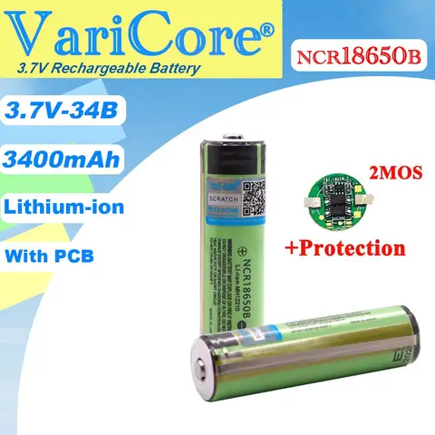 Protected 18650 NCR18650B 3400mAh Battery with PCB VariCore