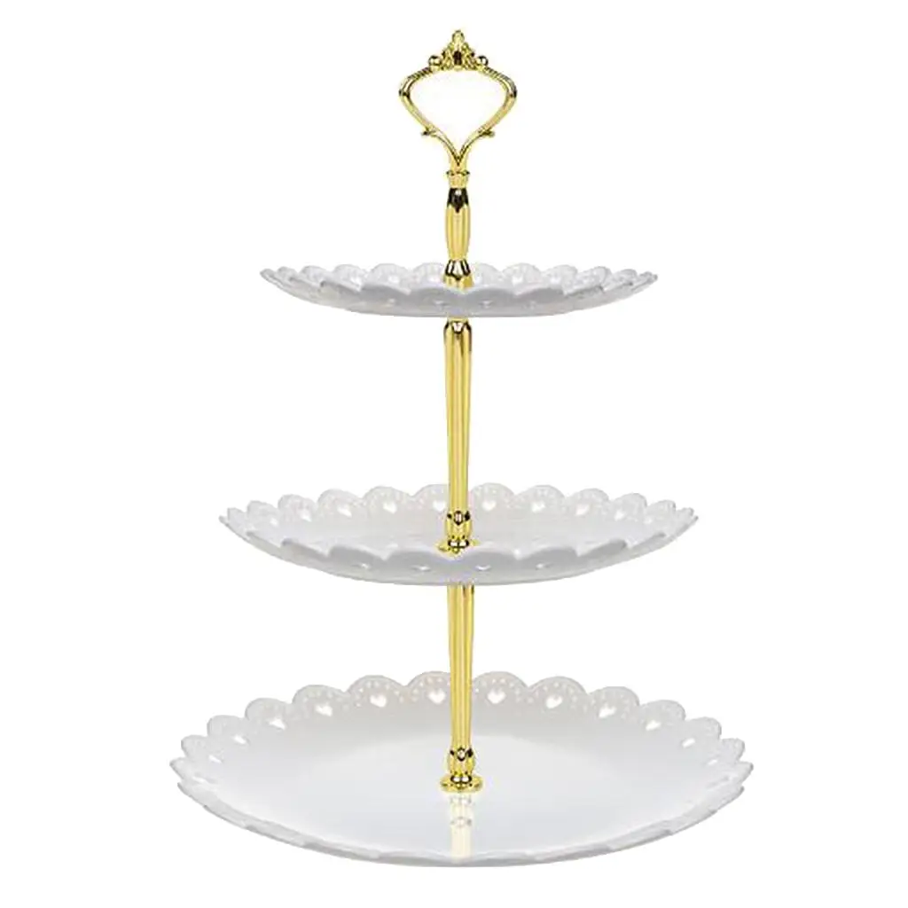 3-Tier Cake Stand Elegant Dessert Cupcake Stand Pastry Serving Tray Platter for Tea Party, Wedding and Birthday