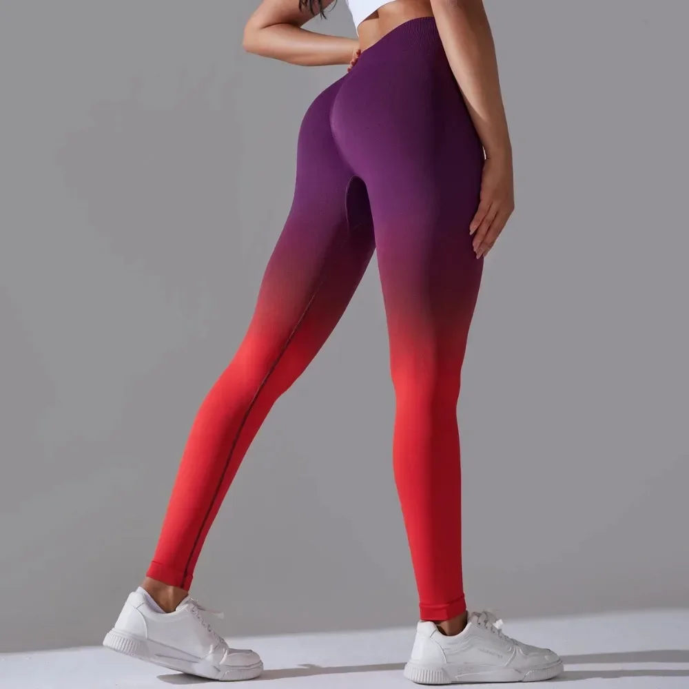 Calça de Yoga Feminina de Cintura Alta, Leggings Esportivos Mudança Gradual, Sem Costura, Controle De Barriga, Meninas Fitness Leggins, Corrida, Ginásio, Treinamento