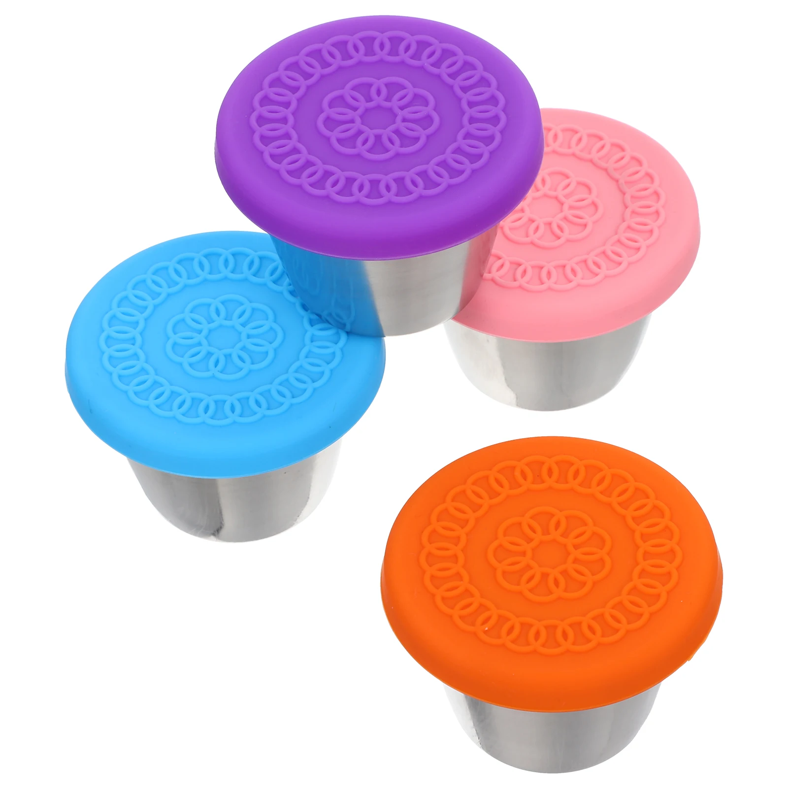 

4pcs Salad Container Set Stainless Steel Kitchen Sauce Cups Sauce Cups Sealing Leakproof Family Picnic Kitchen Storage