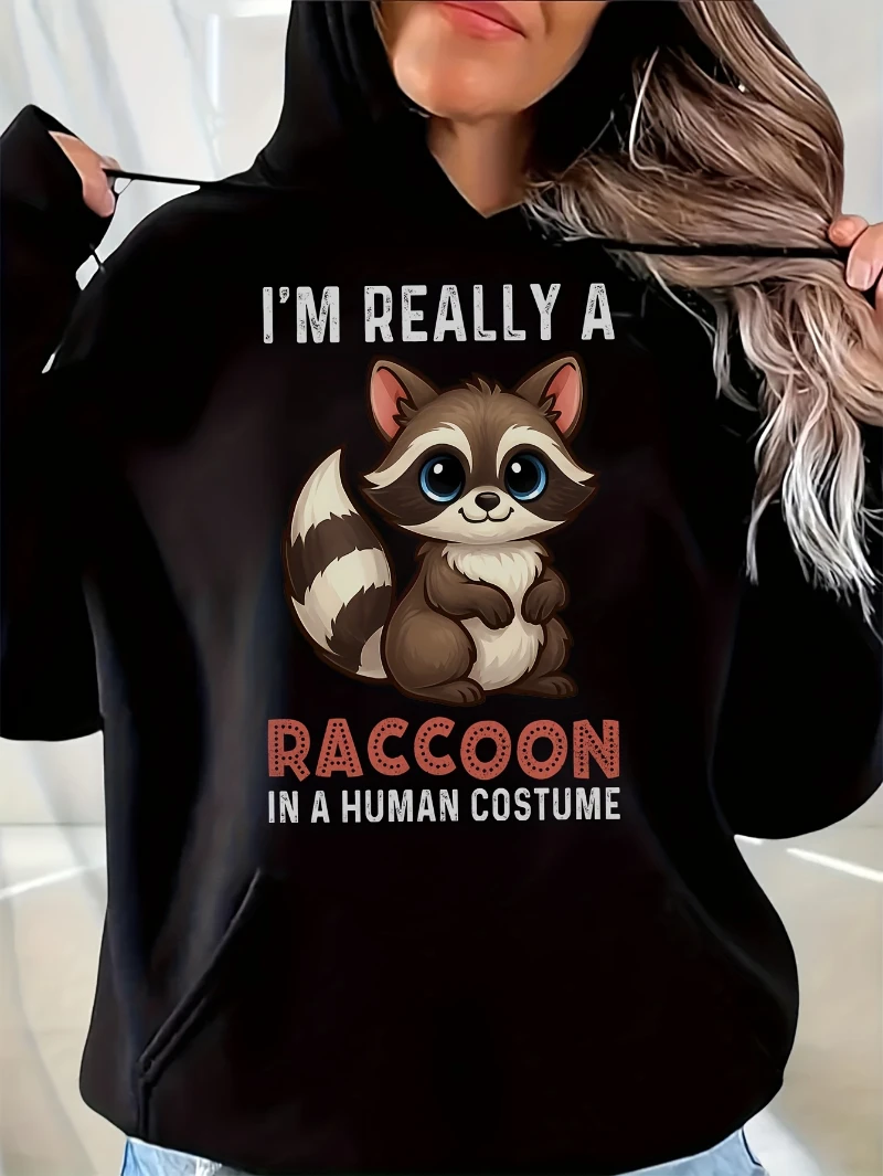 

Женский осенне-зимний костюм 2025 года _'m Really A Raccoon in A Human Costume_ Уютный элитный роскошный топ для мужчин и женщин Y2k