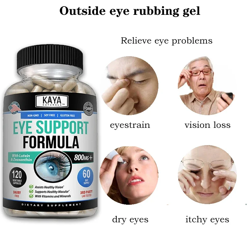 Eye Vitamins Lutein, Zeaxanthin and Bilberry Extract, Improve Eye Fatigue and Dryness, Improve Vision Health