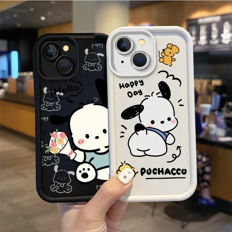 Sanrio pochacco Gúnyrajz telefon esetben számára IPhone 16 15 14 13 12 11 -ért Maximilián 16 15 14 8 7 Plus X XS Maximilián 8 7 szilikon shockproof fedezze