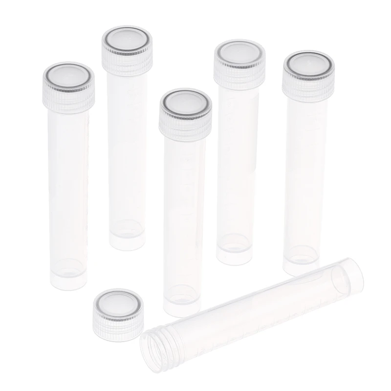 Laboratory Vial Sample Container 10ml Clear PP Plastic Test Tubes Vials Sample Container Powder Craft Screw Cap Bottle 20Pcs