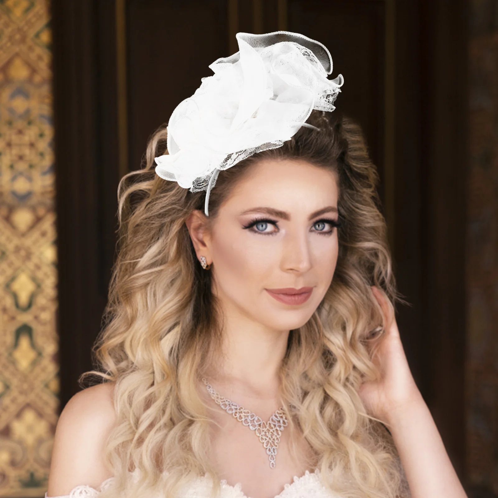 

Lace Flower Head Large Headband Girls Hair Accessories Wedding Bridal for Women