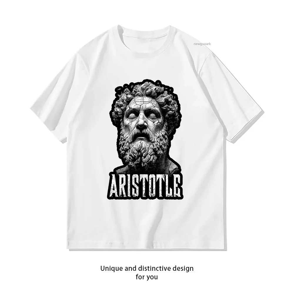 T-shirt humoristique avec portrait de philosophe Aristote, pour femme et homme, col rond, graphique, décontracté, simple, tailles S-3XL