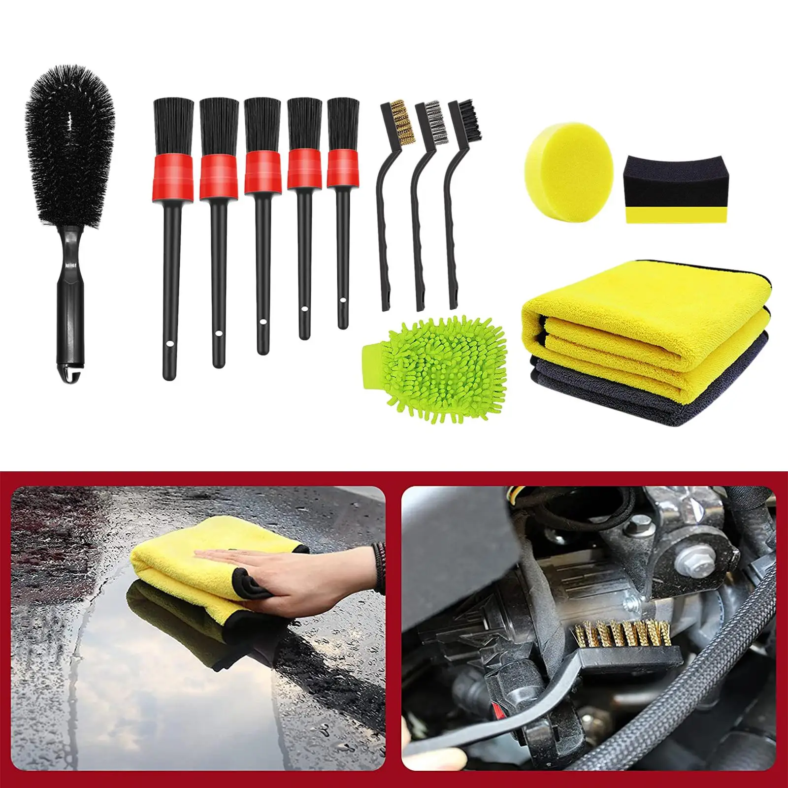 Set of 14Pcs Vehicle Tools Kit Accessories Interior Cleaner