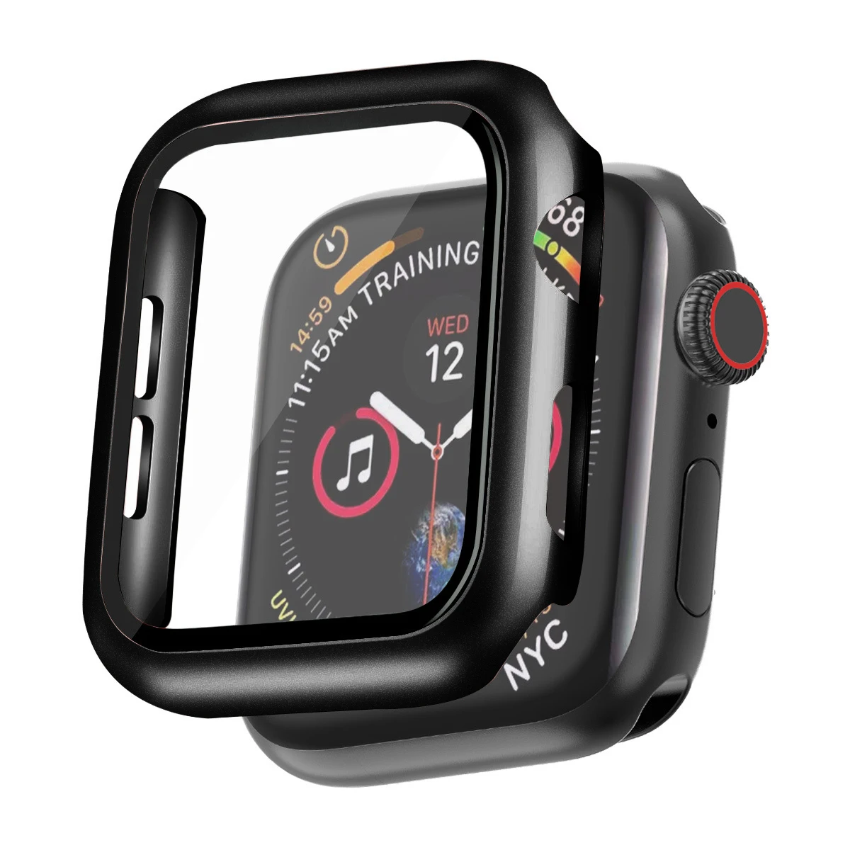 حافظة لساعة أبل سلسلة 6 5 4 3 SE 44 مللي متر 40 مللي متر 42 مللي متر 38 مللي متر ملحقات مطلية بمصد + واقي شاشة من الزجاج المقسى غطاء iWatch