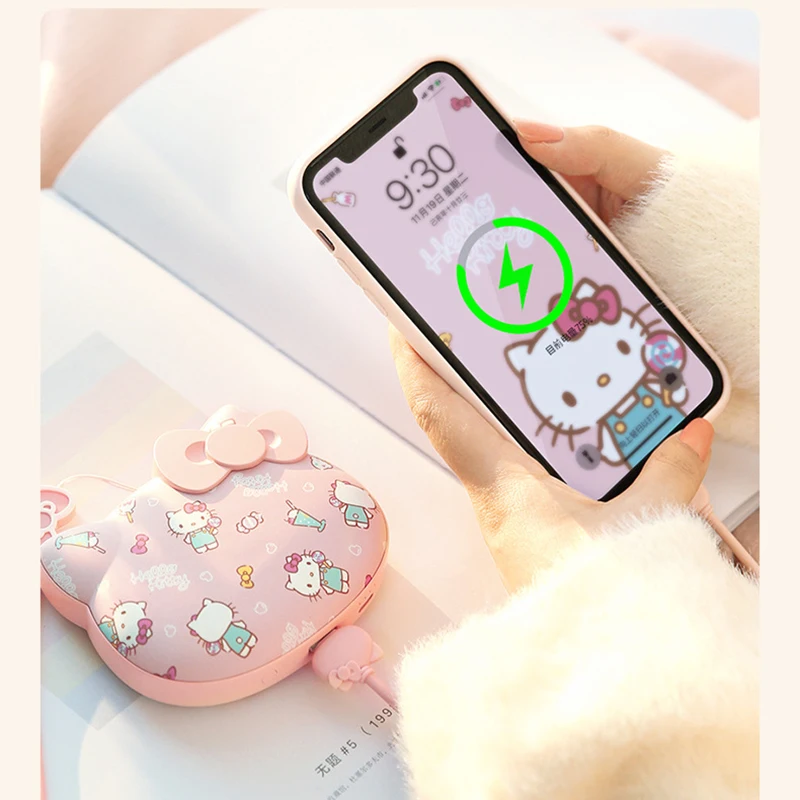 Authentic HelloKitty 10000mAh Hand Warmer Power Bank Private Model Comes with Hanging Rope/Exclusive Bag Double sided Heating