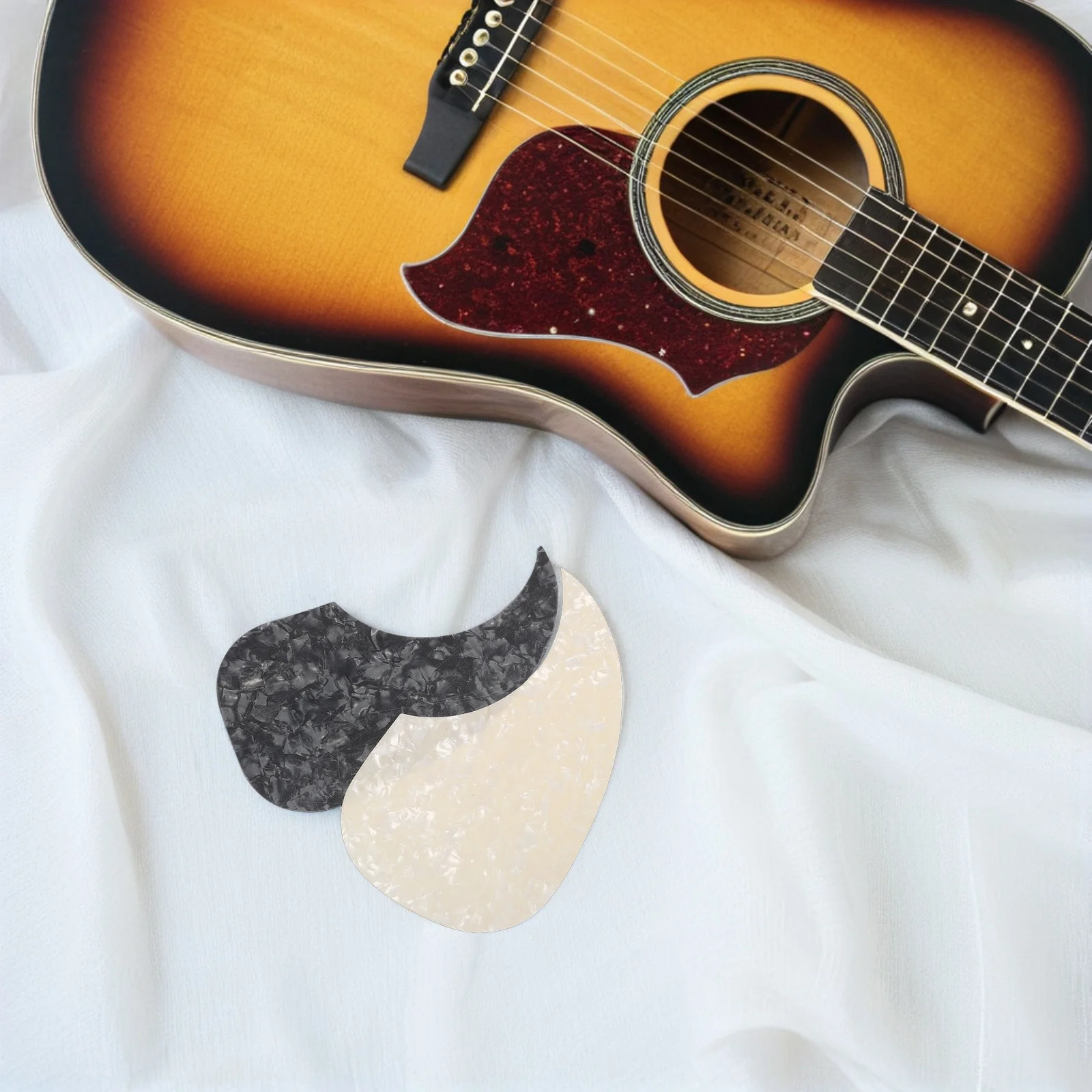

2pcs Guitar Pickguard Folk Acoustic Scratch Plate Self-Adhesive Wood Grain Protector Sticker for Folk Guitar Lightweight Easy