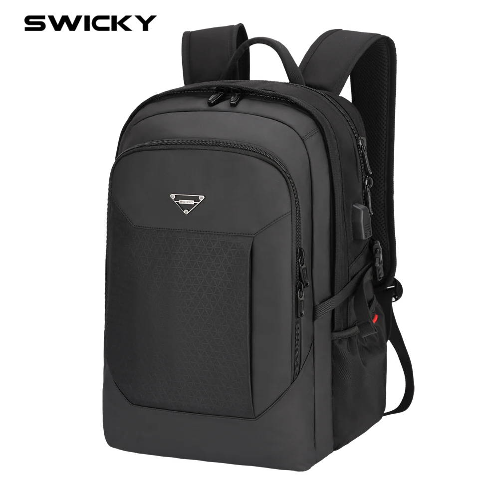 SWICKY-mochila para ordenador portátil de 15,6 pulgadas para hombre, bolsa de viaje de negocios de gran capacidad, puerto de carga USB externo