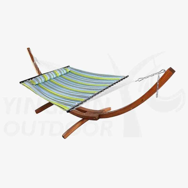 

2026 Outdoor Garden Patios Hammock With Wooden Stand Hanging Cuddle Hammock