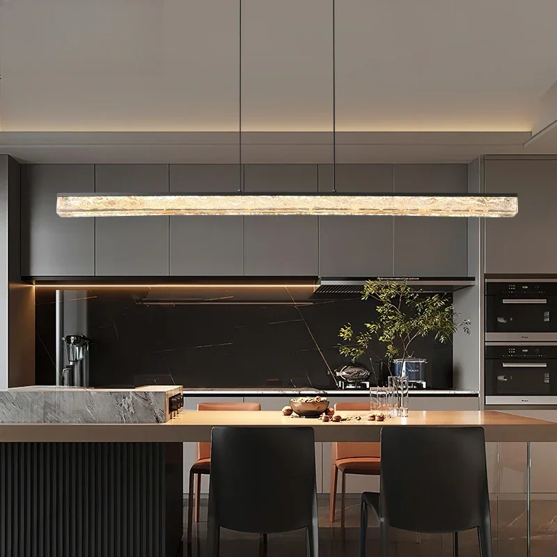 Chandelier modern minimalist bar table creative dining room designer high-end one-word strip