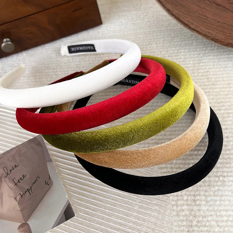 Autumn Winter New Retro Shiny Velvet Headbands for Woman Girls Temperament Hair Hoop Colorful Hair Band Fashion Hair Accessories