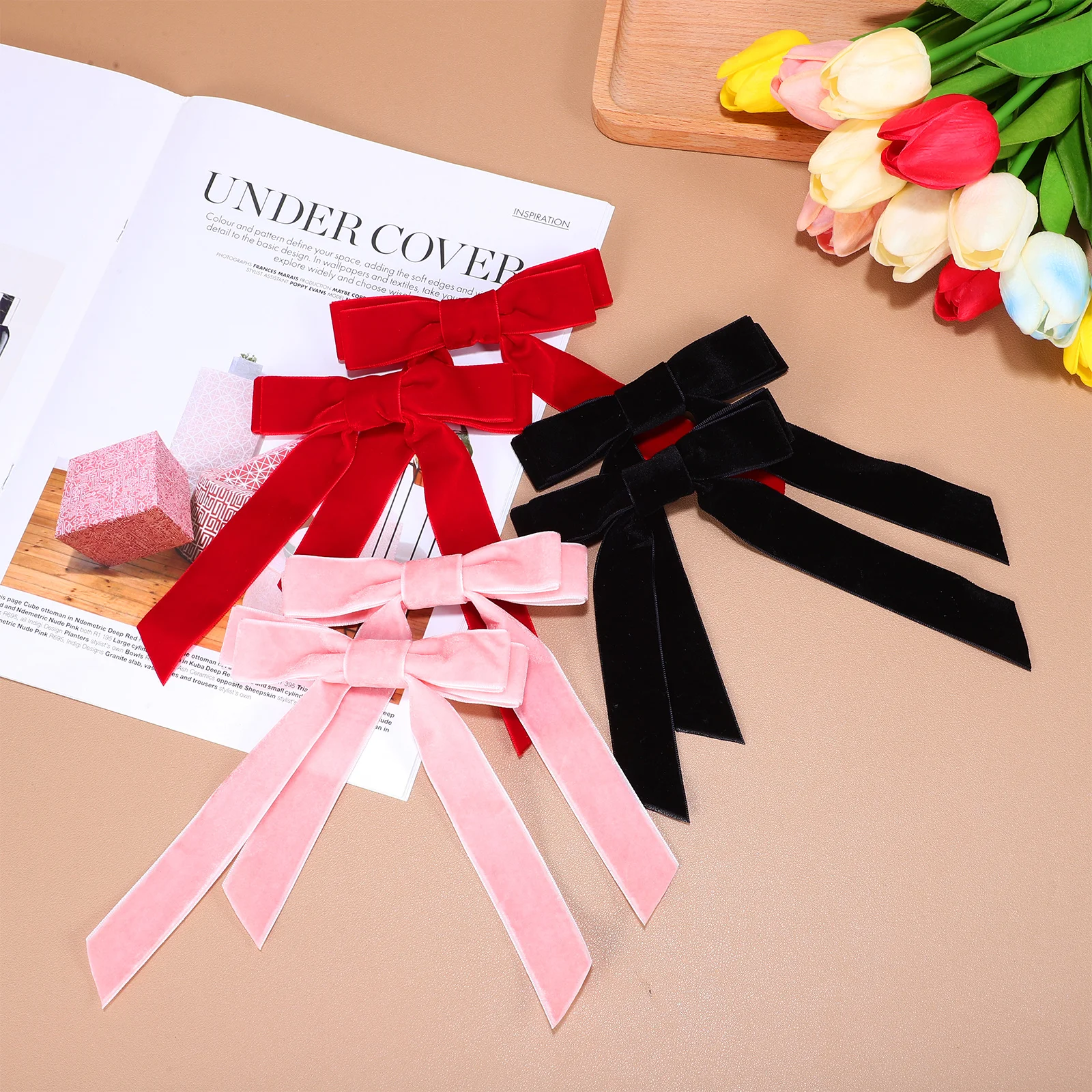 

6 шт. стильные заколки для волос для женщин, заколки с бантом, удобный материал, универсальное использование, для особых случаев, фестивалей, сцена