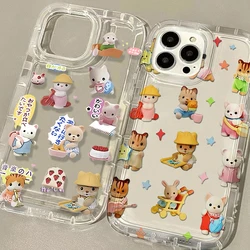 Clmj Vintage Bear Animals Luxury Clear Case for IPhone 16 15 14 13 12 11 Pro Max 14 15 7 8 Plus X XR XS SE2020 Airbag Shockproof