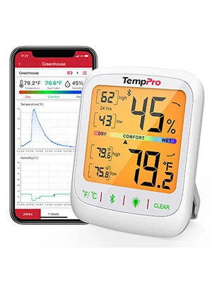 TempPro TP359 Kabelloser 80M Bluetooth-verbundener Smartphone-App-gesteuerter Digitaler Innenraum-Thermometer Hygrometer mit Datengeschichte – Detail 2