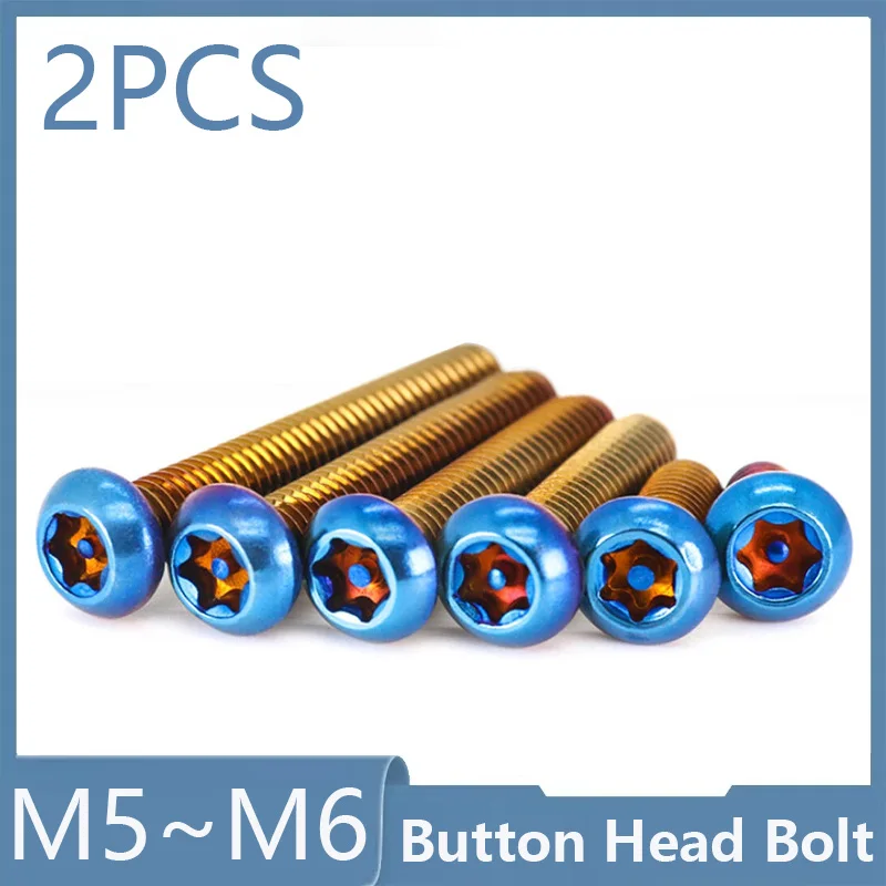 2Pcs 304 Stainless Steel M5 M6 Burnt Titanium Blue Six Lobe Anti-theft Tamper Proof Security Screw for Bicycle Accessories