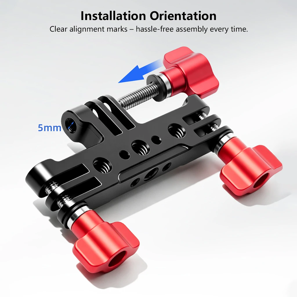 3-in-1 Action-Kamera-Erweiterungshalterung mit 1/4-Zoll- und Arri-Löchern für GoPro10 LED-Licht, Monitorständer, Vlog-Livestreaming-Stange – Detail 7