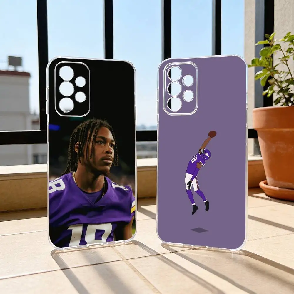 1PC J-Justin Jefferson  Phone Case For Samsung S25,S24,S21,S22,S23,S30,Ultra,S20,Plus,Fe Transparent Cover
