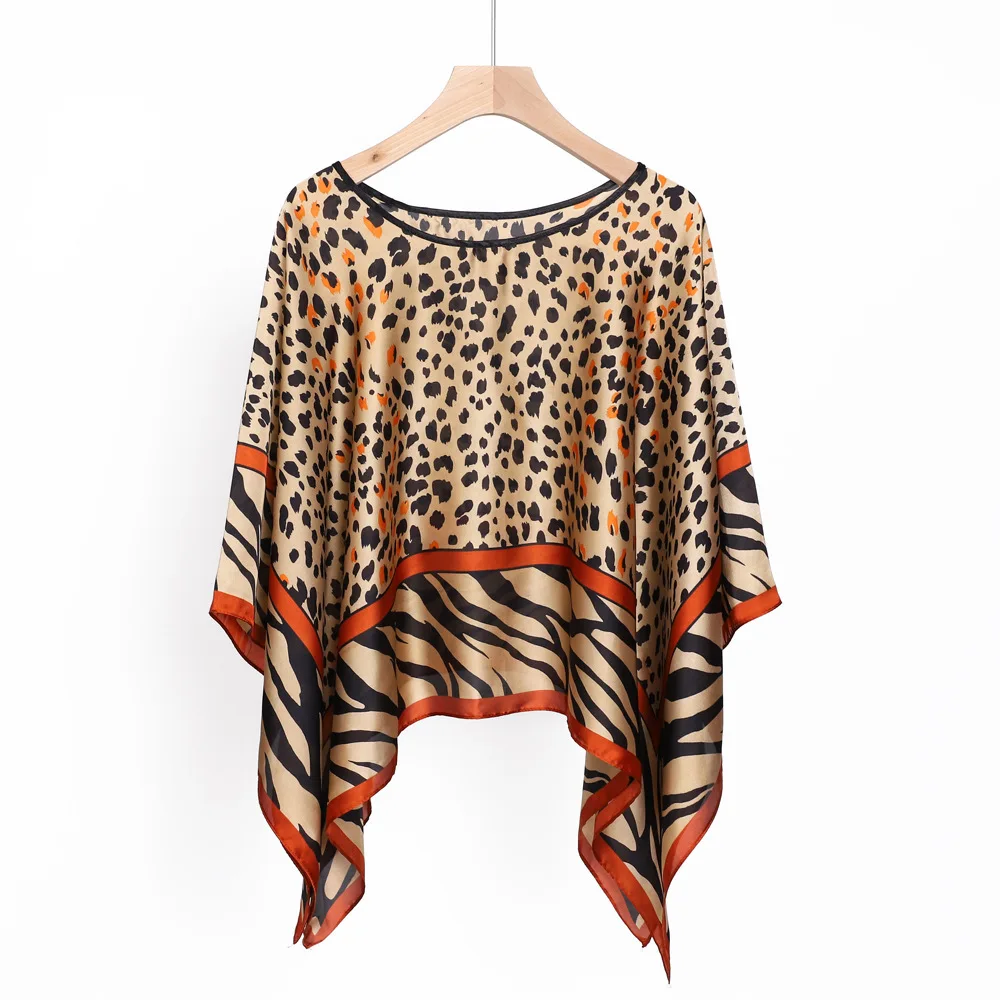 

Poncho Cape Fashion Hoodie Large Square Scarf Imitation Silk Shawl Summer Thin Sunscreen Silk Scarf for Women Cloak P1