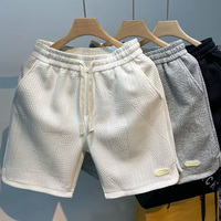Men Summer Wide Shorts Cotton Blend Multi-pocket Stretch Waist Solid Color Cool Trendy Beach Casual Loose Shorts Sports Trousers