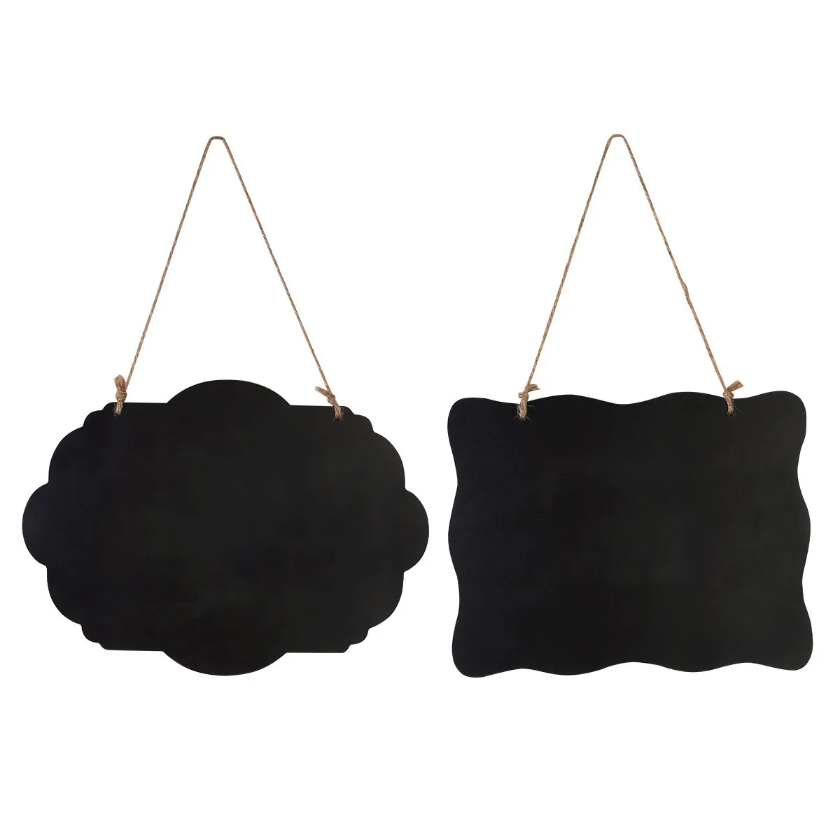 

2Pcs Wooden Blackboard Double-Sided Smooth Surface Wavy Edge Decorative Message Board for Kitchen Wedding Birthday Party Home