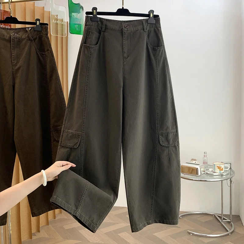 High Waist Wide Leg Casual Women's Jeans Knife  Workwear Style Loose Fit Denim Pants Korean Version Autumn New plus Size