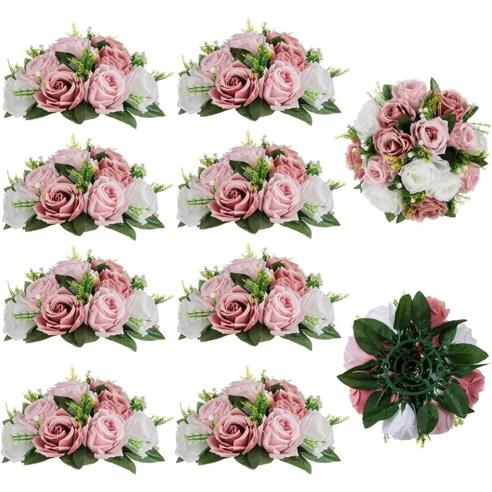 

Dusty Rose Flowers Centerpieces: 10 Pieces Pink Roses Artificial Flowers Balls for Wedding Dinning Table