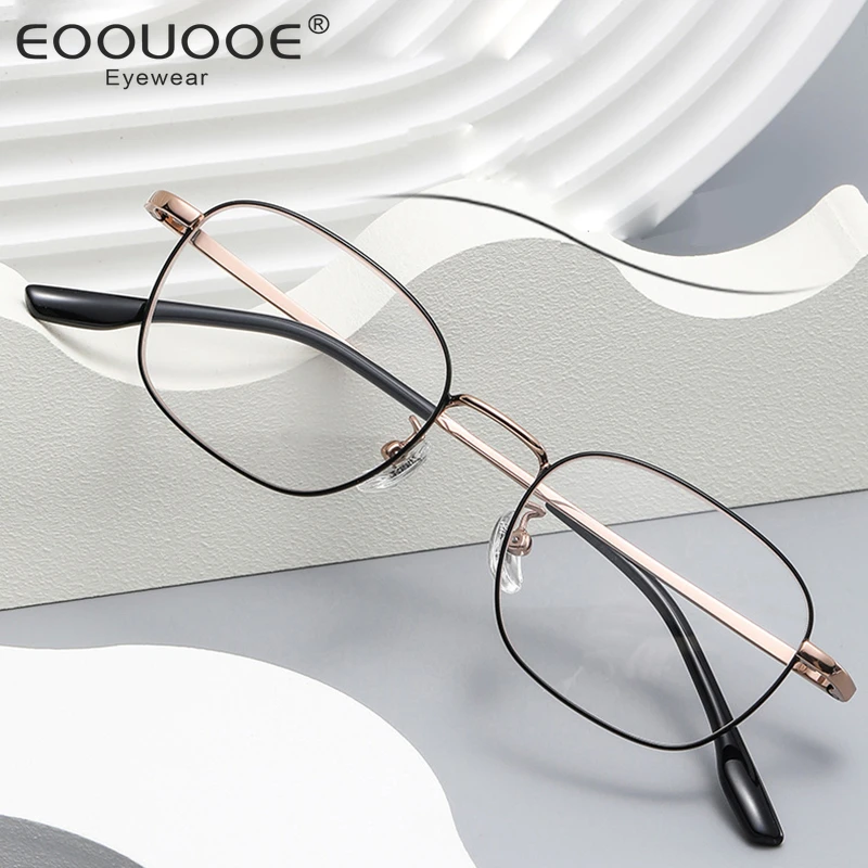 

48mm Eyewear For Women Men Titanium Only 13g Vintage Square Optical Frame Anti-Reflective Myopia Reading Glasses