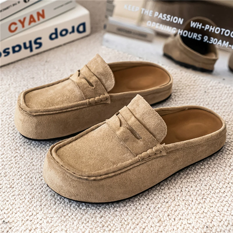 

Men Women Wide toe soft soled Boken shoes, non slip, half drag thick soled casual shoes, one foot lazy shoes